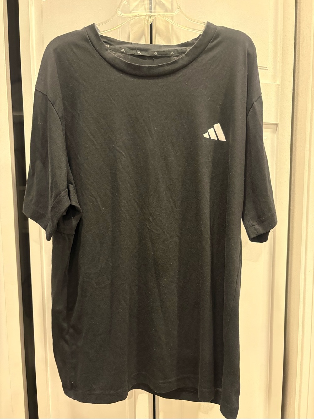 adidas Black Crew Neck Short Sleeve Tee with Small White Logo